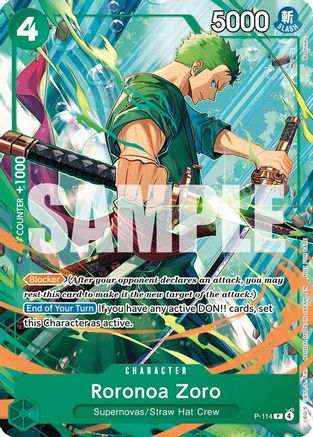 Image of Roronoa Zoro (114) (P-114) - One Piece Promotion Cards Foil