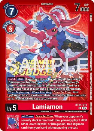 Image of Lamiamon (Judge Pack 9) (BT24-016) - Time Stranger Foil