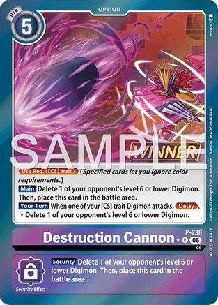 Image of Destruction Cannon (Store Tournament 2026 Vol. 2 Winner Pack) (P-238) - Digimon Promotion Cards Foil