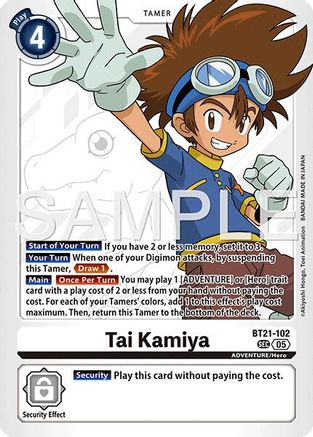 Image of Tai Kamiya - BT21-102 (Reprint) (BT21-102) - Advanced Booster Digimon Generation Foil