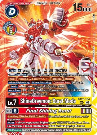 Image of ShineGreymon: Burst Mode // Final Shining Burst (BT25-104) - Dual Revolution Foil