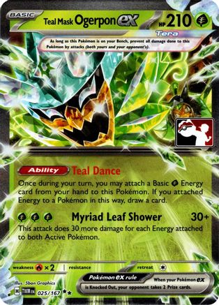 Image of Teal Mask Ogerpon ex (Prize Pack Series 7) 025/167  - Holofoil Prize Pack Series Cards - Double Rare