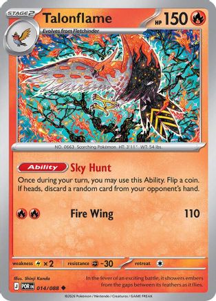 Image of Talonflame 014/088  - Reverse Holofoil ME03 Perfect Order - Uncommon