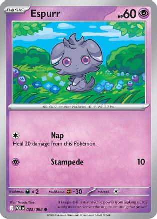 Image of Espurr 033/088  - Reverse Holofoil ME03 Perfect Order - Common