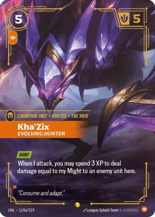 Image of Kha'Zix - Evolving Hunter (Alternate Art) (119a/219) - Unleashed Foil