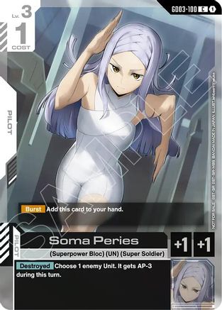 Image of Soma Peries (WCS26-27 Participation Pack Vol.1) (GD03-100) - Gundam Promotional Cards Holofoil