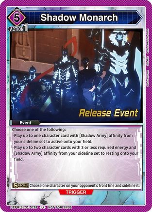 Image of Shadow Monarch (UE17BT/SLG-1-039) - UE17BT SOLO LEVELING Release Event Cards