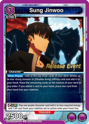 Image of Sung Jinwoo (018) (UE17BT/SLG-1-018) - UE17BT SOLO LEVELING Release Event Cards