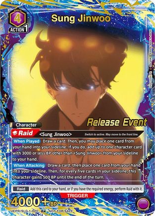 Image of Sung Jinwoo (020) (R*) (UE17BT/SLG-1-020) - UE17BT SOLO LEVELING Release Event Cards Foil