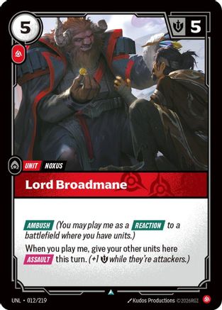 Image of Lord Broadmane (012/219) - Unleashed Foil