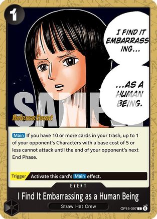 Image of I Find It Embarrassing as a Human Being (OP15-097) - Adventure on Kami's Island Release Event Cards