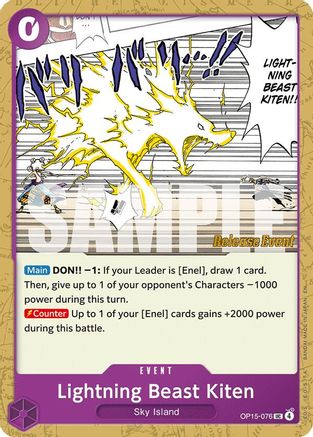 Image of Lightning Beast Kiten (OP15-076) - Adventure on Kami's Island Release Event Cards