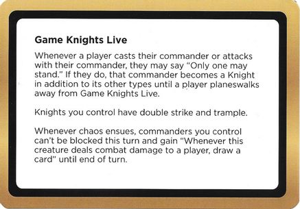 Image of Game Knights Live (Black Lotus Unknown Planechase) (OVER-) - Oversize Cards