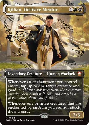 Image of Killian, Decisive Mentor (Borderless) (SOC-004) - Commander: Secrets of Strixhaven Foil