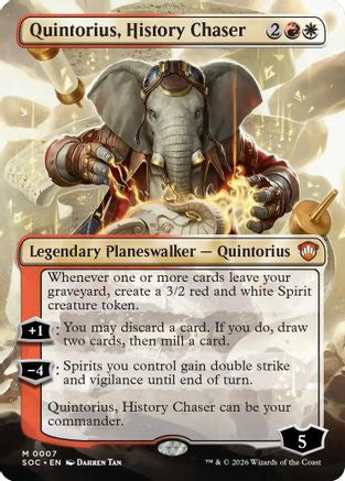 Image of Quintorius, History Chaser (Borderless) (SOC-007) - Commander: Secrets of Strixhaven Foil