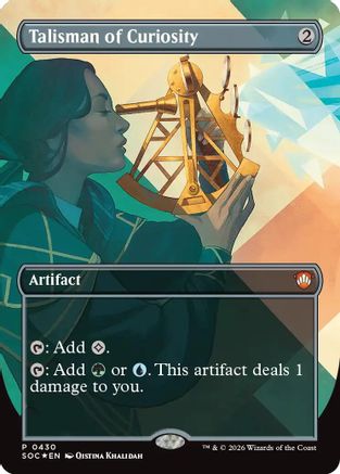 Image of Talisman of Curiosity (Borderless) (SOC-430) - Commander: Secrets of Strixhaven Foil