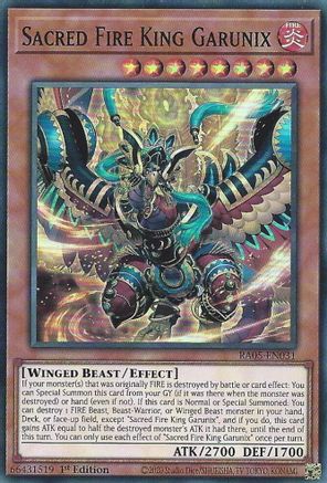 Image of Sacred Fire King Garunix (RA05-EN031) - Rarity Collection 5 1st Edition