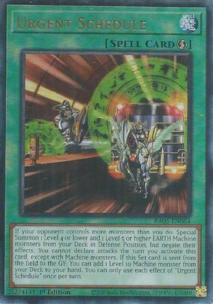 Image of Urgent Schedule (Ultimate Rare) (RA05-EN064) - Rarity Collection 5 1st Edition