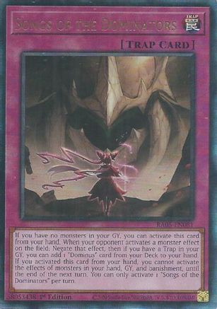 Image of Songs of the Dominators (Ultimate Rare) (RA05-EN081) - Rarity Collection 5 1st Edition