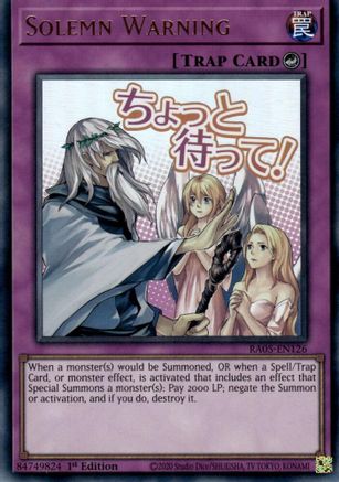 Image of Solemn Warning (RA05-EN126) - Rarity Collection 5 1st Edition