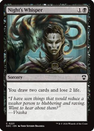 Image of Night's Whisper (SOC-221) - Commander: Secrets of Strixhaven