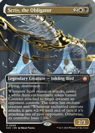 Image of Scriv, the Obligator (Borderless) (SOC-009) - Commander: Secrets of Strixhaven
