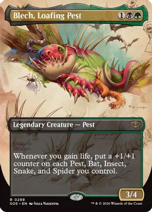 Image of Blech, Loafing Pest (Borderless) (SOS-298) - Secrets of Strixhaven Foil