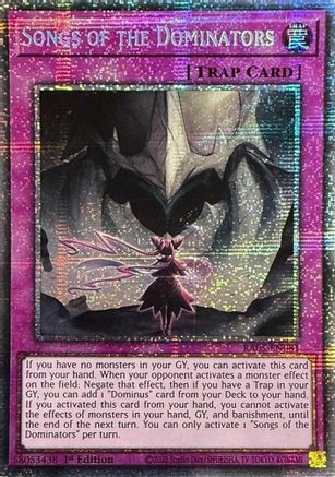 Image of Songs of the Dominators (Starlight Rare) (RA05-EN081) - Rarity Collection 5 1st Edition