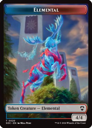 Image of Elemental (0020) // Treasure Double-Sided Token (SOC-20 // 12) - Commander: Secrets of Strixhaven
