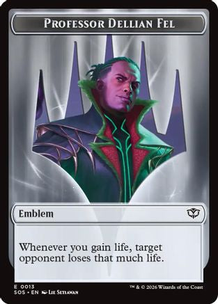 Image of Emblem - Professor Dellian Fel  // Pest (0008) Double-Sided Token (SOS-13 // 8) - Secrets of Strixhaven Foil
