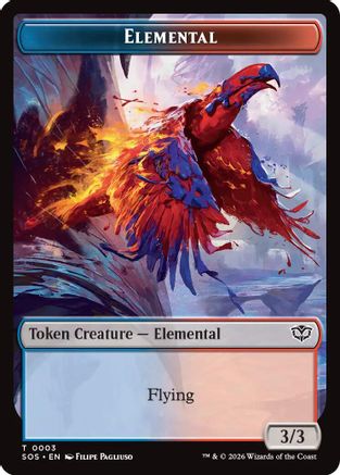 Image of Elemental (0003) // Treasure Double-Sided Token (SOS-3 // 12) - Secrets of Strixhaven Foil