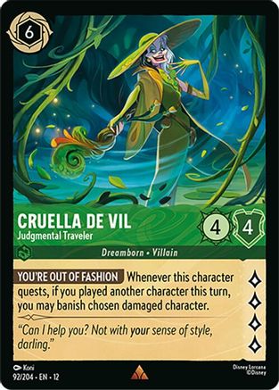 Image of Cruella De Vil - Judgmental Traveler (92/204) - Wilds Unknown Cold Foil