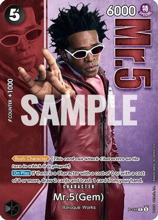 Image of Mr.5 (Gem) - P-149 (Premium Card Collection -Live Action Edition Vol.2 Baroque Works-) (P-149) - One Piece Promotion Cards Foil