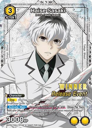 Image of Haise Sasaki (014) (Release Event Winner) (UEPR/TKG-1-014) - UE18BT Tokyo Ghoul Release Event Foil