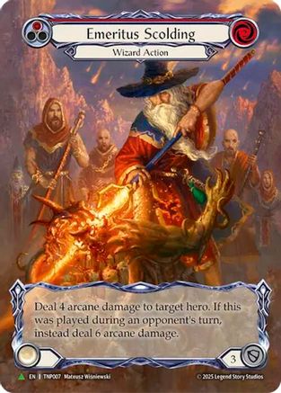 Image of Emeritus Scolding (Red) (Marvel) - TNP007 (TNP007) - Flesh and Blood: Promo Cards Rainbow Foil