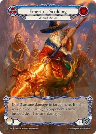 Image of Emeritus Scolding (Blue) (Marvel) - TNP009 (TNP009) - Flesh and Blood: Promo Cards Rainbow Foil