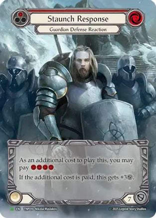 Image of Staunch Response (Red) (Marvel) - TNP019 (TNP019) - Flesh and Blood: Promo Cards Rainbow Foil