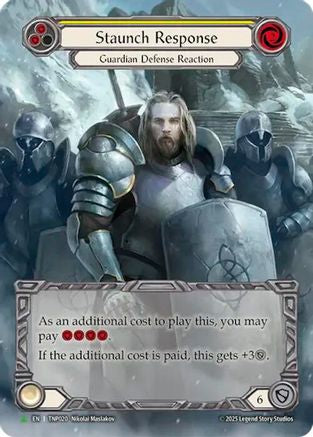 Image of Staunch Response (Yellow) (Marvel) - TNP020 (TNP019) - Flesh and Blood: Promo Cards Rainbow Foil