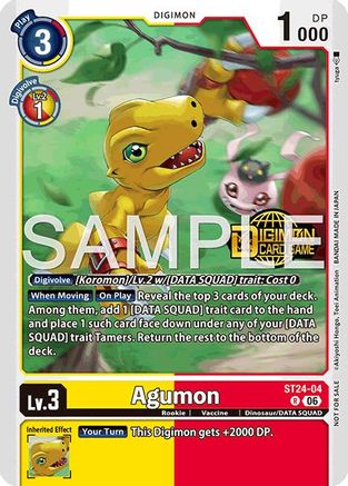 Image of Agumon (Welcome Tamers Pack Vol.2) (ST24-04) - Starter Deck 24: Data Squad Release Event Cards Foil