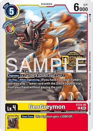 Image of GeoGreymon (Welcome Tamers Pack Vol.2) (ST24-05) - Starter Deck 24: Data Squad Release Event Cards Foil
