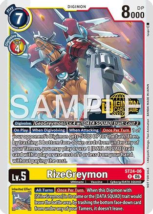 Image of RizeGreymon (Welcome Tamers Pack Vol.2) (ST24-06) - Starter Deck 24: Data Squad Release Event Cards Foil