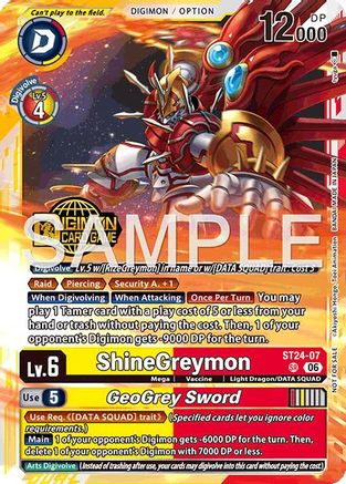 Image of ShineGreymon // GeoGrey Sword (Welcome Tamers Pack Vol.2) (ST24-07) - Starter Deck 24: Data Squad Release Event Cards Foil