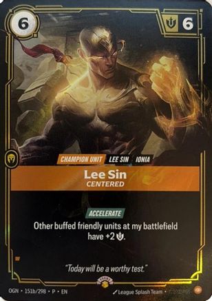 Image of Lee Sin - Centered (151b/298) - Riftbound Organized Play Promotional Cards Foil