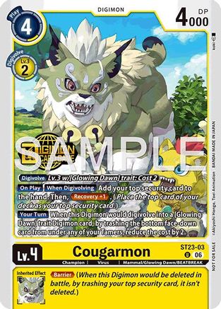 Image of Cougarmon (Welcome Tamers Pack Vol.2) (ST23-03) - Starter Deck 23: Beatbreak Release Event Cards Foil