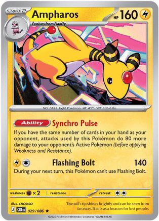 Image of Ampharos 029/086  - Holofoil ME04 Chaos Rising - Rare