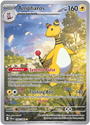 Image of Ampharos 090/086  - Holofoil ME04 Chaos Rising - Illustration Rare