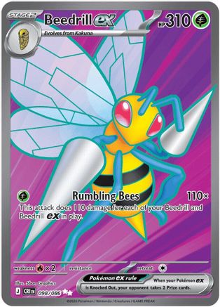 Image of Beedrill ex 098/086  - Holofoil ME04 Chaos Rising - Ultra Rare