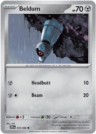 Image of Beldum 059  - Reverse Holofoil ME04 Chaos Rising - Common