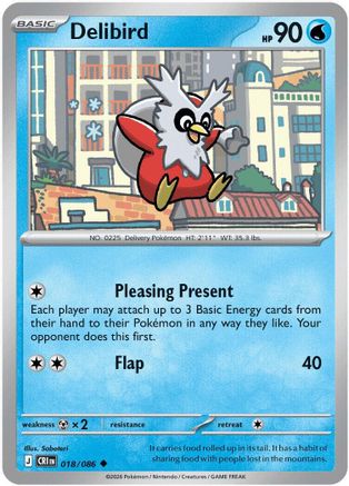 Image of Delibird 018  - Reverse Holofoil ME04 Chaos Rising - Uncommon