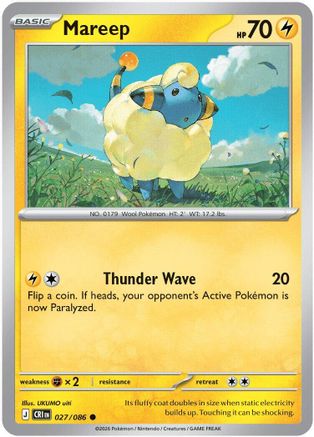 Image of Mareep 027  - Reverse Holofoil ME04 Chaos Rising - Common